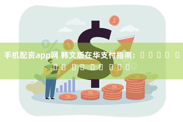 手机配资app网 韩文版在华支付指南：중국에서 편리한 결제 방법 안내서